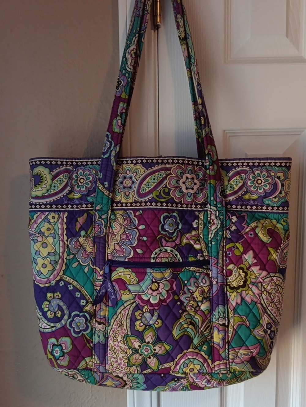 Vera Bradley Rare Retired Heather Mandy Quilted Purple Floral Tote Bag